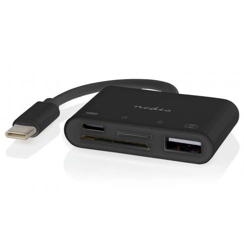 NEDIS USB hub/ 1x USB-C/ 1x USB-A/ 1x USB-C/ 4 priključka/ USB 2.0/ napajanje s USB-a/ SD & MicroSD/ crni/ blister