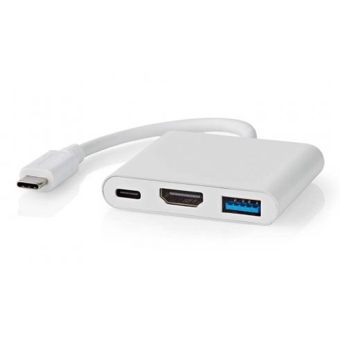 NEDIS USB 3.2 Gen 1 adapter/ USB-C utikač - USB-A utičnica - USB-C utičnica/ HDMI izlaz/ bijeli/ kutija/ 10 cm