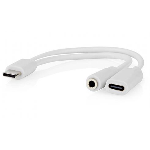 NEDIS USB-C adapter/ USB-C utikač - USB-C utičnica / 3,5 mm jack utičnica/ bijela/ blister/ 10 cm