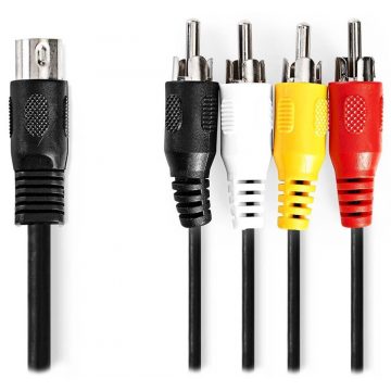   NEDIS redukcijski audio kabel DIN/ 5pin DIN utikač - 4x RCA utikač/ crni/ bulk/ 1m