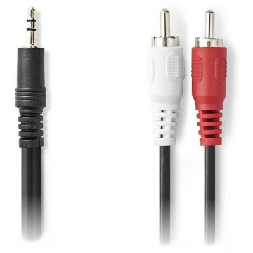   NEDIS redukcijski stereo audio kabel s priključkom/ 3,5 mm utikač - 2x RCA utikač/ crni/ bulk/ 1,5 m