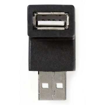   NEDIS USB 2.0 adapter/ USB-A utikač - USB-A utičnica/ 480 Mbps/ okrugli/ poniklano/ PVC/ crni/ blister