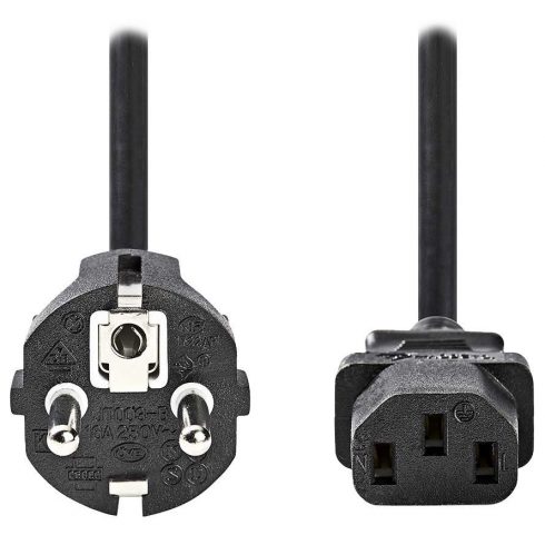 NEDIS strujni kabel 230V/ spojni 10A/ konektor IEC-320-C13/ direktni Schuko utikač/ crni/ bulk/ 2m