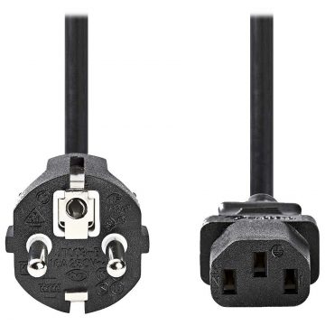   NEDIS strujni kabel 230V/ spojni 10A/ konektor IEC-320-C13/ direktni Schuko utikač/ crni/ bulk/ 5m