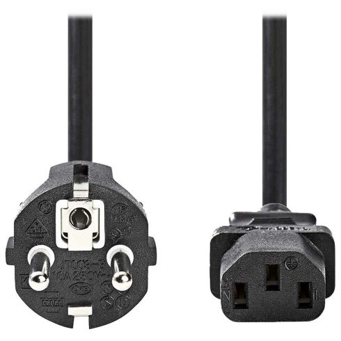 NEDIS strujni kabel 230V/ spojni 10A/ konektor IEC-320-C13/ direktni Schuko utikač/ crni/ bulk/ 5m