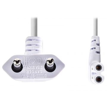   NEDIS strujni kabel za adaptere/ Euro utikač - IEC-320-C7 konektor/ kutno-kutni/ dvožilni/ bijeli/ bulk/ 3m