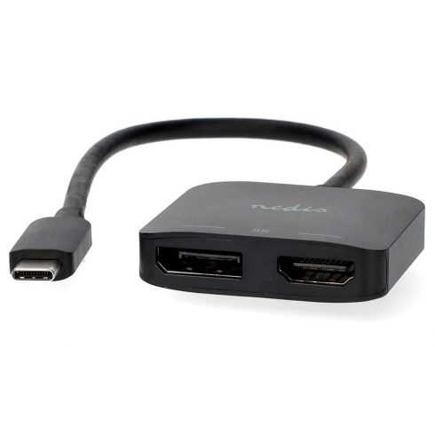 NEDIS kabelski adapter USB-C/USB 3.2 Gen 1/ USB-C utikač - DisplayPort utičnica - HDMI utičnica/ crni/ BOX/ 20cm