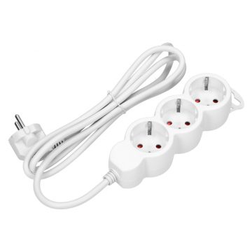   3-kraki produžni kabel 2P+Z (šuko), 5m H05VV-F 3x1.0mm?, Imax=10A, bijeli