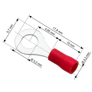   43-009# Izolirani prstenasti konektor, vijak 3.2, kabel 4.3 mm