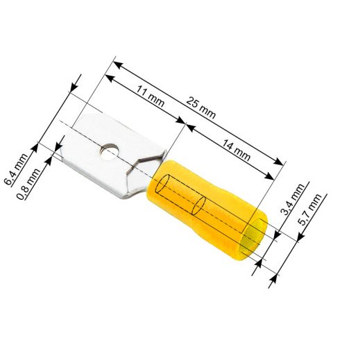 43-036# Izolirani plosnati utikač 6,3/0,8 žuti