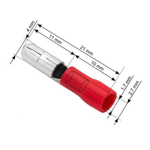 43-044# Izolirani konektor, 4.0/21mm utikač, crveni