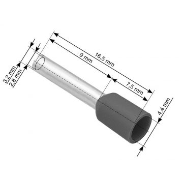 43-079# Izolirana konektorska čahura 4.0/9 siva