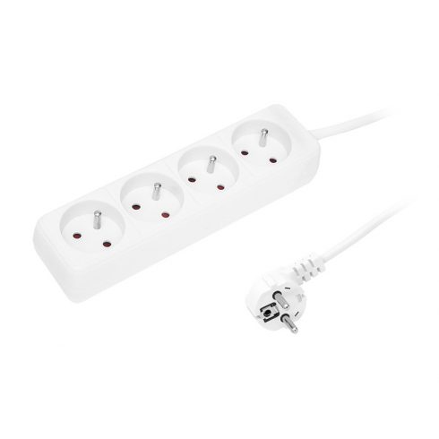 98-016# PR-470p kabel za napajanje s uzemljenjem od 4 utičnice 5m bijeli 3x1.5mm