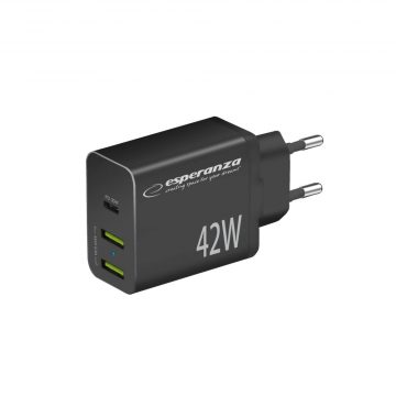   EZC106K Esperanza zidni punjač 42w usb-c pd 30w / 2x usb-a 12w