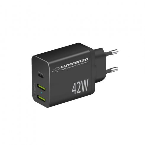 EZC106K Esperanza zidni punjač 42w usb-c pd 30w / 2x usb-a 12w