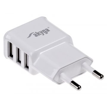 TRX Akyga USB punjač 220V/ 5V/ 3.1A/ 3x USB/ bijeli