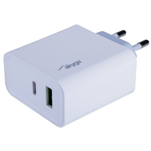 TRX Akyga AK-CH-14 USB punjač 220V/ 5-20V/ 45W/ USB-C + USB-A/ PD 3.0/ QC 3.0/ AFC/ FCP/ Apple 2.4A/ PPS/ bijeli