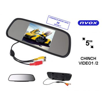   Monitor za vožnju unatrag u automobilu LCD 5 inča LED u retrovizoru AV 12V... (NVOX NW5005M)