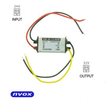   Pretvarač za smanjenje napona sa 24V na 12V snage 60W... (NVOX MANOSTAT 5A)