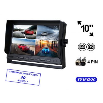    10 inčni auto monitor ili samostojeći LCD koji podržava do 4 kamere 4PIN 12V 24V... (NVOX