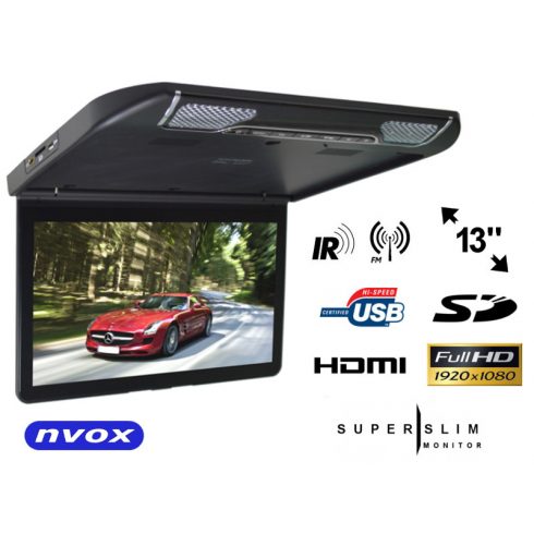 Stropni auto monitor LCD 13 inča HDMI USB SD... (NVOX VRF1343U BL)