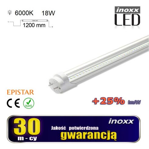 LED fluorescentna cijev 120cm 18w T8 4000K G13 hladno prozirna