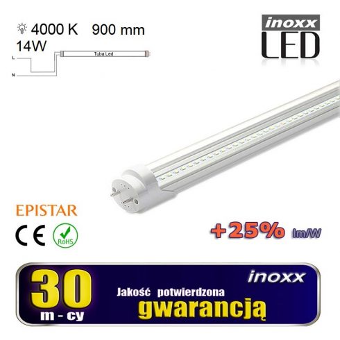 LED fluorescentna cijev 90cm 14w T8 4000K G13 neutralna prozirna jednostrana