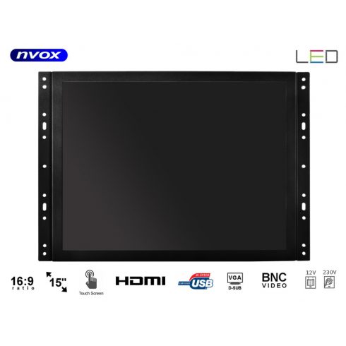 Otvoreni okvir LED zaslon osjetljiv na dodir 15 inča VGA HDMI BNC 12v 230v