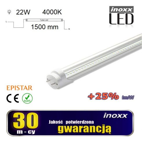 LED fluorescentna cijev 150cm 22w T8 4000K G13 neutralno prozirna