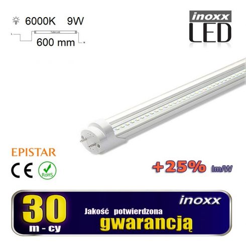 LED fluorescentna cijev 60cm 9w T8 6000K G13 hladno prozirna