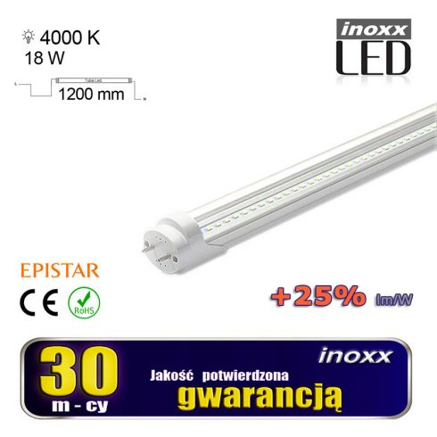 LED fluorescentna cijev 120cm 18w T8 4000K G13 neutralno prozirna