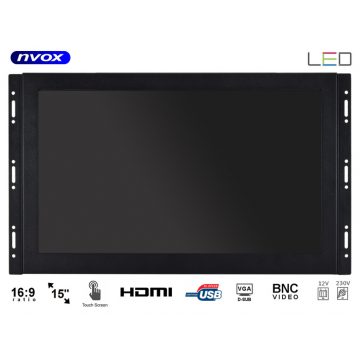   Monitor osjetljiv na dodir s otvorenim okvirom LED 15 inča fhd vga hdmi bnc usb 12v 230v