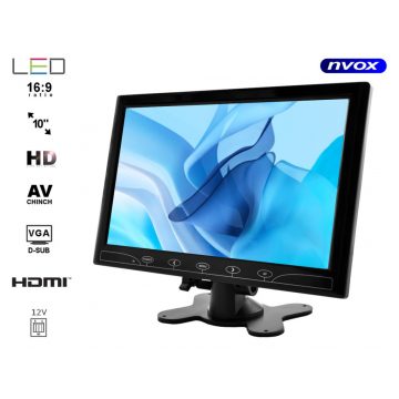 10 inčni HD LED monitor HDMI VGA AV 12V 230V