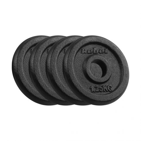 Set utega od lijevanog željeza 4x1,25kg, rupa 31mm, klasična ploča, REBEL ACTIVE