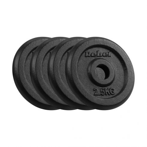 Set utega od lijevanog željeza 4x2,5kg, rupa 31mm, klasična ploča, REBEL ACTIVE