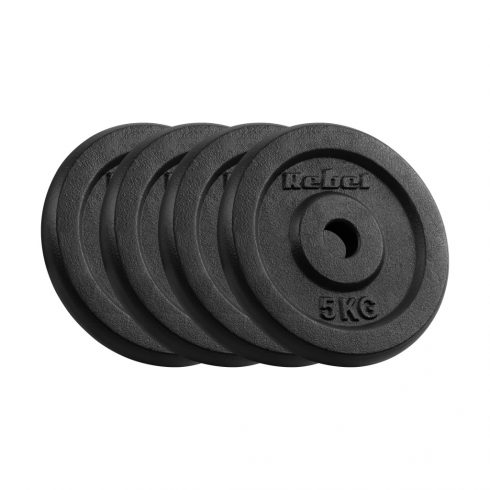 Set utega od lijevanog željeza 4x5kg, rupa 31mm, klasična ploča, REBEL ACTIVE