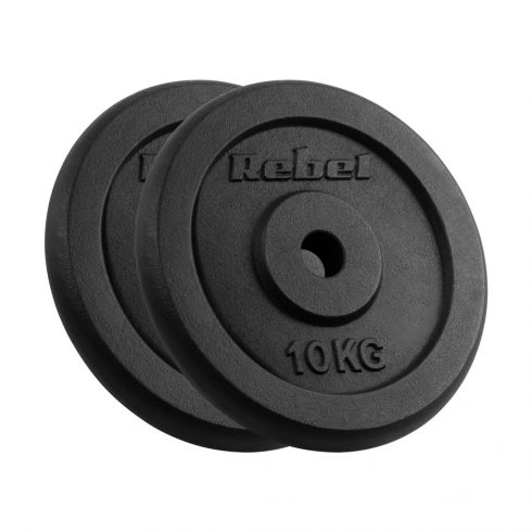 Set utega od lijevanog željeza 2x10kg, rupa 31mm, klasična ploča, REBEL ACTIVE