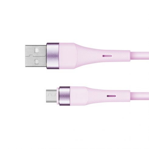 USB - microUSB kabel 1 m silikon roza Kruger & Matz Basic