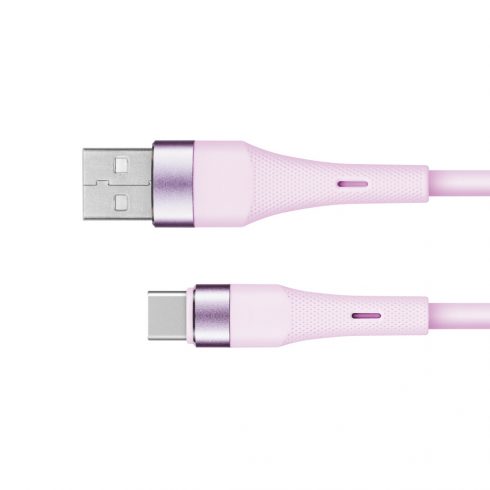 USB - USB Type C kabel 1 m silikon roza Kruger&Matz Basic