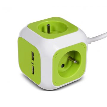   MagicCube četverostruka mrežna utičnica GreenBlue, 2 USB ulaza, 1,4 m, GB118