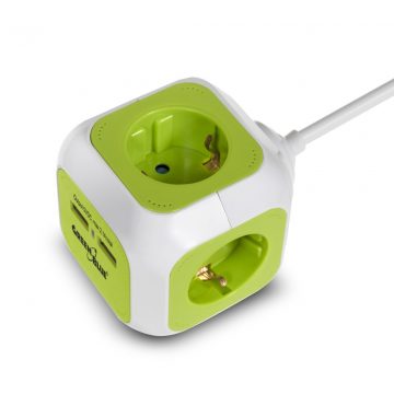   MagicCube četverostruka utičnica, 2 USB ulaza 1,4 m GreenBlue GB118G Njemačka verzija