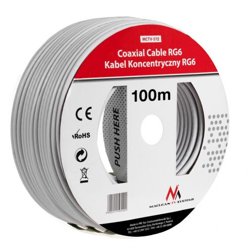 Maclean koaksijalni kabel, satelitski antenski kabel, 1.0CCS RG6, 100M, MCTV-572