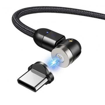   Maclean magnetski kabel, četvrtasti, podržava brzo punjenje, USB C 3 u 1, 9V/2A, 5V/3A, crna najlonska pletenica, 2m, MCE47