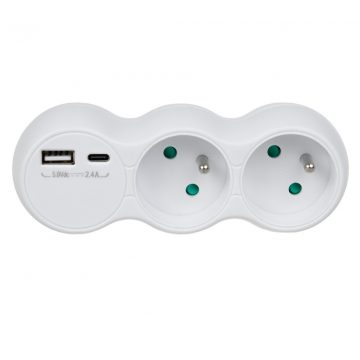   Maclean utičnica, razdjelnik sa 2 utičnice, 2x USB A/C, tip E, 2x16A, MCE339 E