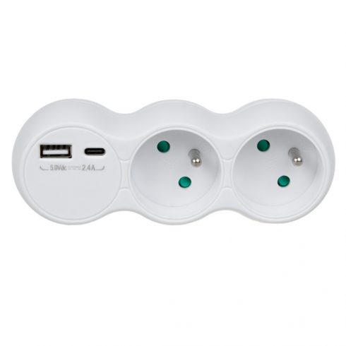 Maclean utičnica, razdjelnik sa 2 utičnice, 2x USB A/C, tip E, 2x16A, MCE339 E