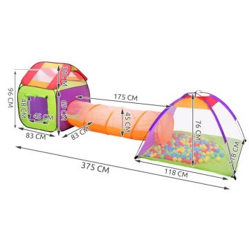 Dječji šator KOD KUĆE + tunel + 200 lopti