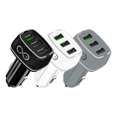 Auto punjač EXC Mobile LIGHT, 3xUSB, 33W, mješovita boja