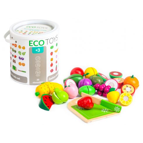 Drveno voće za rezanje, set od 20 komada ECOTOYS