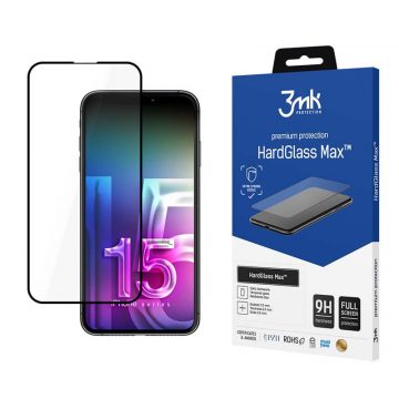 3mk HardGlass Max - kaljeno staklo za iPhone 15 Pro (crno)