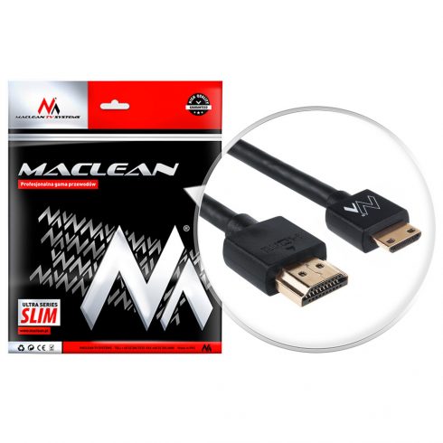 Maclean kabel, HDMI-miniHDMI, ULTRA SLIM, v1.4, AC, 2m, MCTV-712